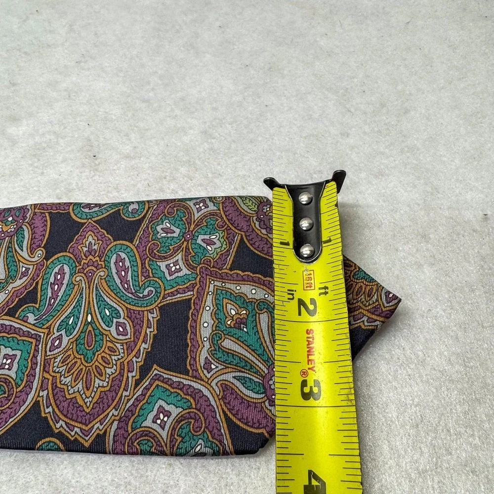 Vintage Christian Dior Tie Mens Silk Paisley Purple Green Monsieur 90s USA‎